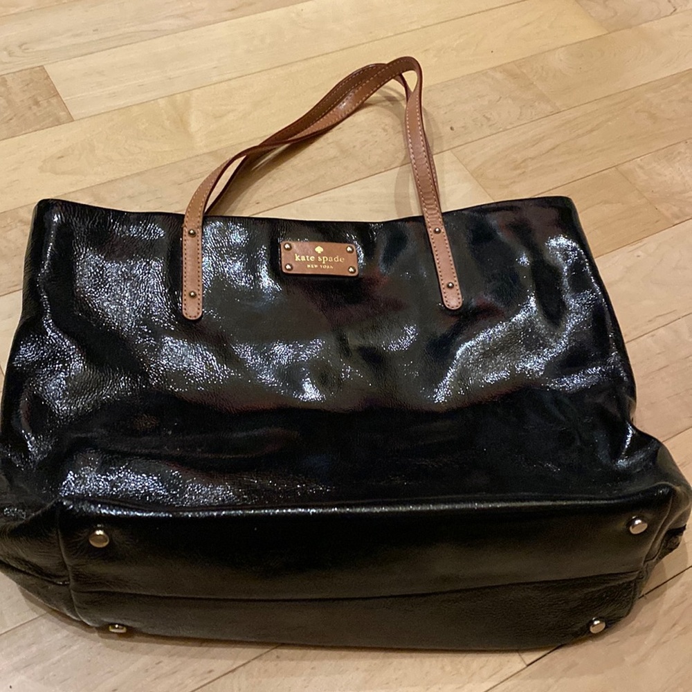 VINTAGE 2004 Kate Spade Shopper Tote - black patent leather